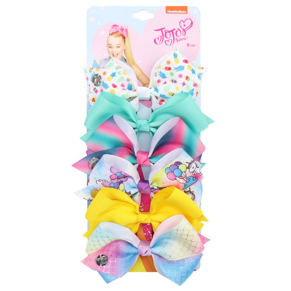 Wholesale 5-inch  bow hairpin set 6-color one-card children' s hairpin headdress